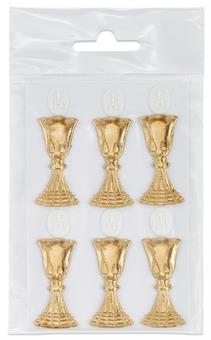 Wachskelch mit Hostie, Höhe ca. 5 cm, goldfarben 