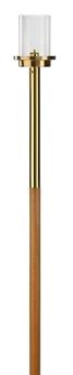 Flambeaux-Stab 100 cm,  Messing-Holz mit Flüssigwachs-Nachfülldose 