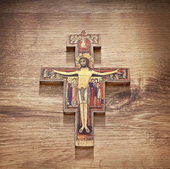 Franziskus crucifix
wood/paper
size: 10 x 14 cm 