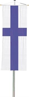 Kirchenfahne evangelisch "weißer Grund - violettes Kreuz", 200 x 80 cm 