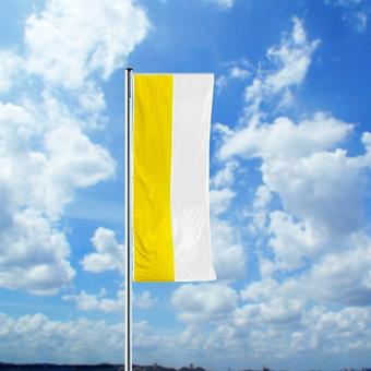 Kirchenfahne als Auslegerfahne, gelb weiß, 400 x 150 cm 
