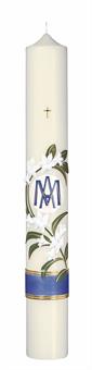Marienkerze mit Lilien und MA Format 60/ 8 cm 
