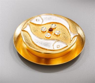 Versehpatene, Messing vergoldet, Durchmesser ca. 10 cm 