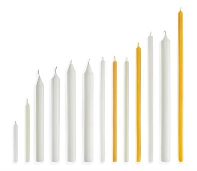 Opferkerze250/19 mm, weiß, gezogen, ohne Dornloch 