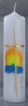 Baptism Candle, picture print and wax overlay
size 250/60 mm 