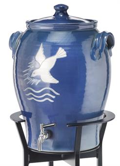 Weihwasserbehälter, Keramik, blau 
