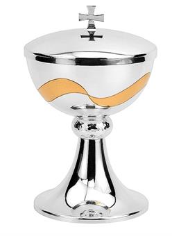 Modernes Ziborium, bicolor, versilbert und vergoldet. 