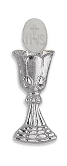 Deco ornament "chalice with host", height: approx. 5 cm, silver-coloured 