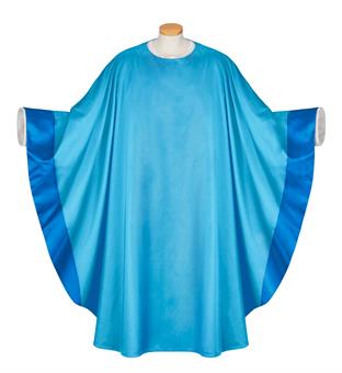 Kasel, blau aus Seide inkl. Innenstola 