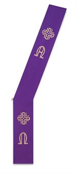 Diakonstola, violett mit Kreuz, Alpha und Omega 