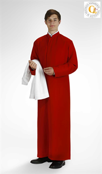 Altar server cassock with sleeves, red 