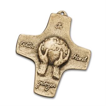 Kommunion Kreuz Geborgen in Gottes Hand Bronze 10 cm Erstkommunion 