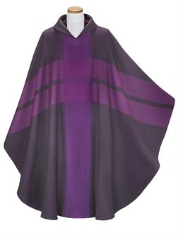 Chasuble, black/ violet with inner stole 