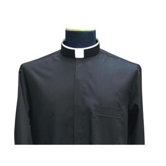Collarhemd "Römischer Kragen", schwarz, kurzarm Größe 37 